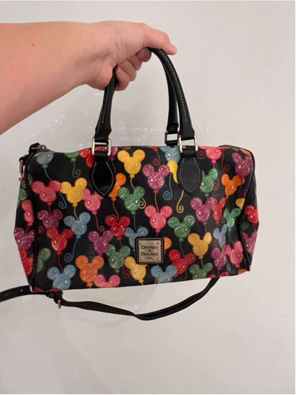 Dooney & Bourke Disney Mickey Mouse Multi-colored Balloon Barrel Satchel Purse